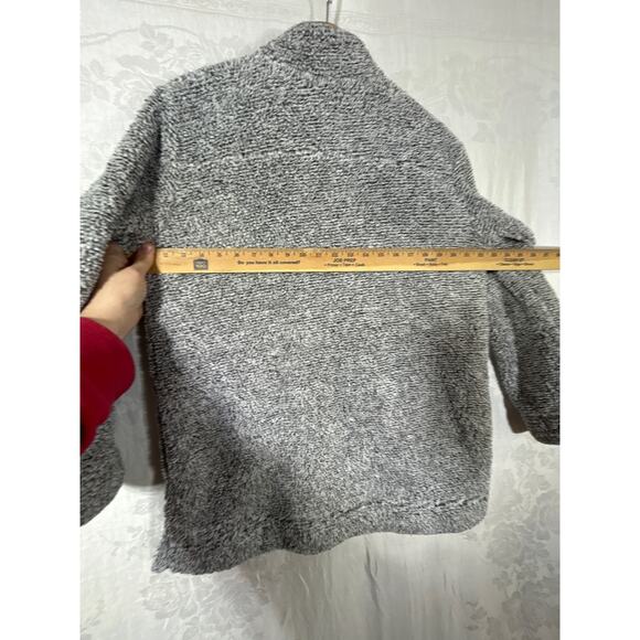 Soft Surroundings Sweatshirt Medium Gray Fuzzy Teddy Bear 1/4 Zip Pockets Cozy - Picture 10 of 11